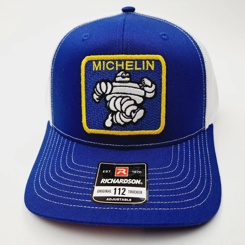Michelin Man Richardson 112 Trucker Mesh Snapback Cap Hat Blue Embroidered patch